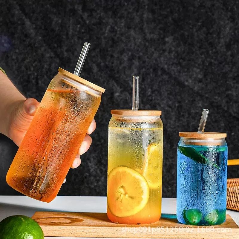 Gelas Kaca Kopi Susu Teh Matcha Unik Sedotan Kaca Water Glass Gelas Aesthetic Korea Tea Cup Tumbler 