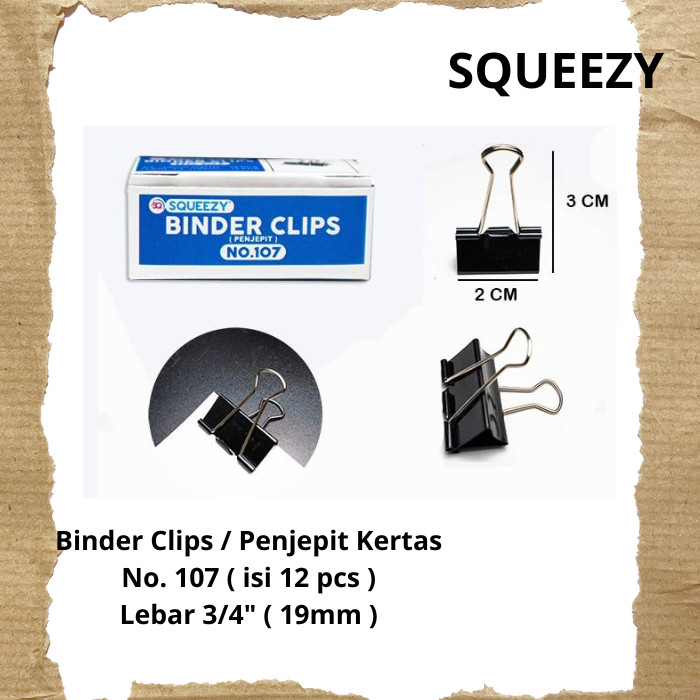 

Binder Clips / Penjepit Kertas Squeezy No.107