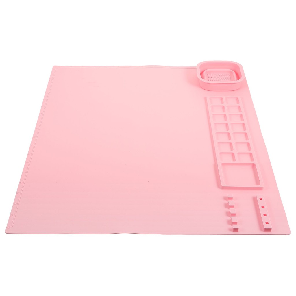 

Silicone Drawing Mat Pink Pigment Tray Color Mixing Board Cup Plates Gel Painting Supplies DIY Craft Trays Lightweight Portable