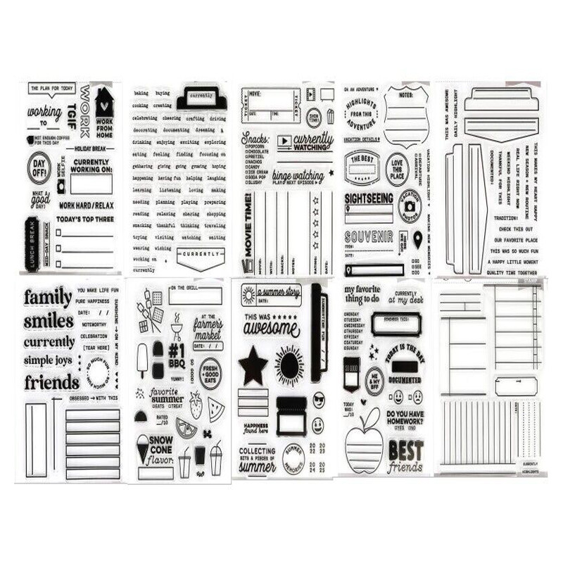 

2024 Hot English Words Transparent Clear Silicone Stamp/Seal for DIY scrapbooking/photo album Decorative clear stamp sheets