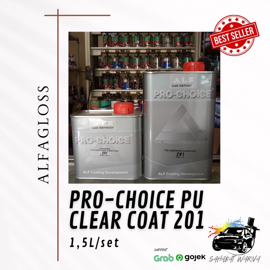 Clear Coat Alfaglos Pro-Choice 201 - 1L/Clearcoat/coat/Pernis Motor/Mobil PU / Prochoice / Pro Choic