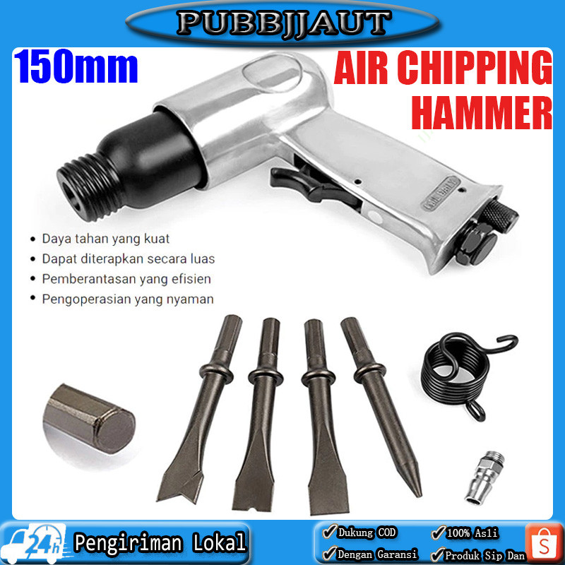 Palu Pahat Pneumatik Air Hammer Chisel Gun 150mm Alat Pahat Beton Logam Karat dengan 4 Mata Pisau Te