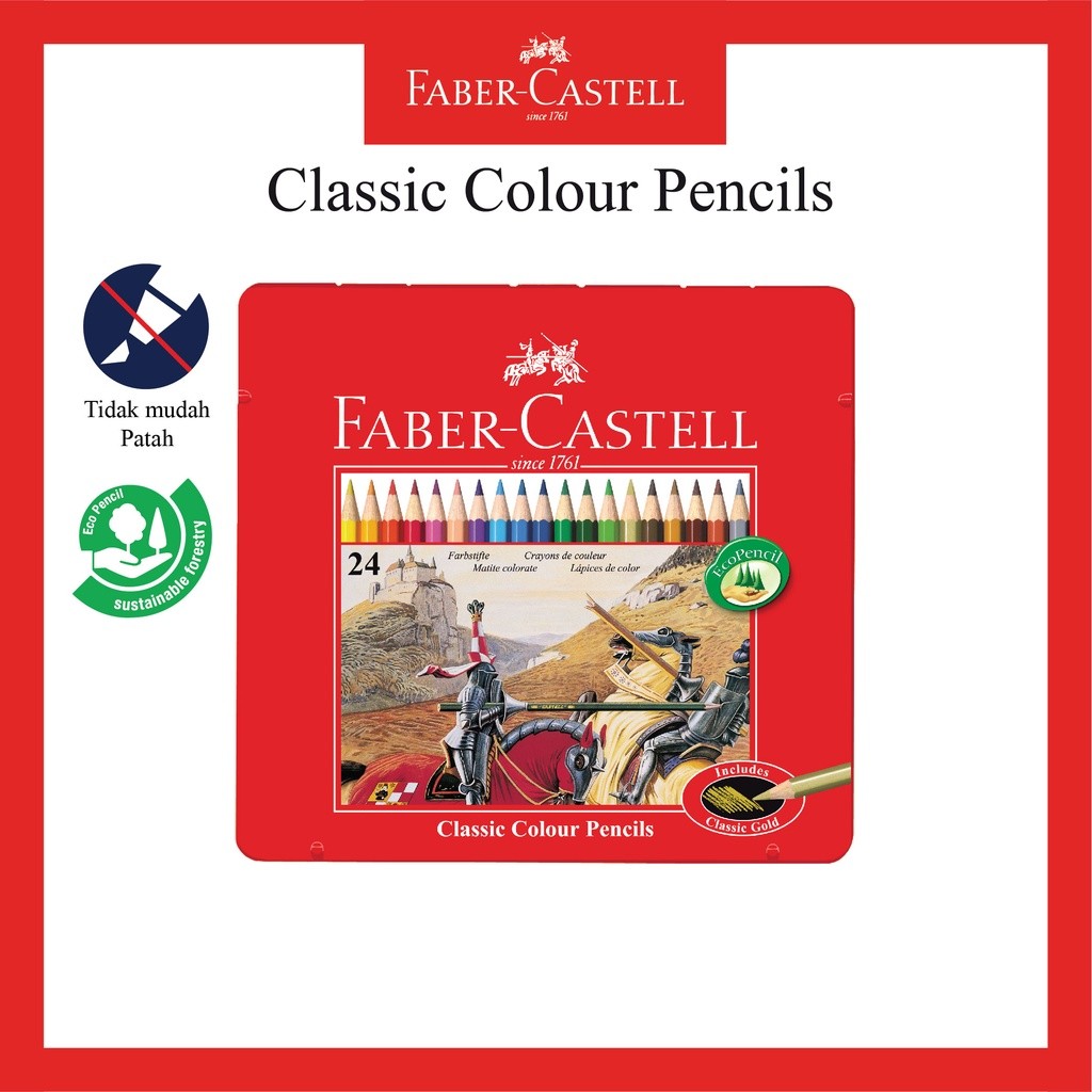 

Pensil Warna Faber Castell / Tin Case 24 Warna / Classic Colour Pencil / Ukuran Long