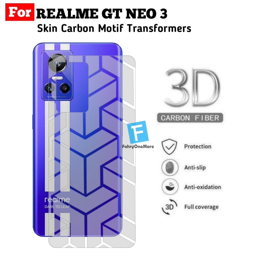 Skin Carbon Glitter Hp Realme GT Neo 3 Back Skin Transformers Garskin Handphone