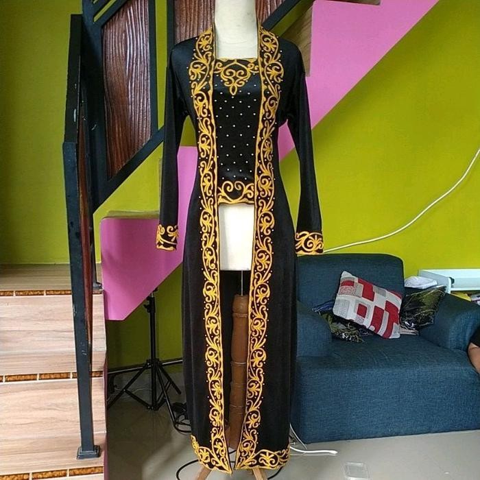 

kebaya kutubaru bludru matakaki bordir+mutiara Panjang Wanita - Hitam, S
