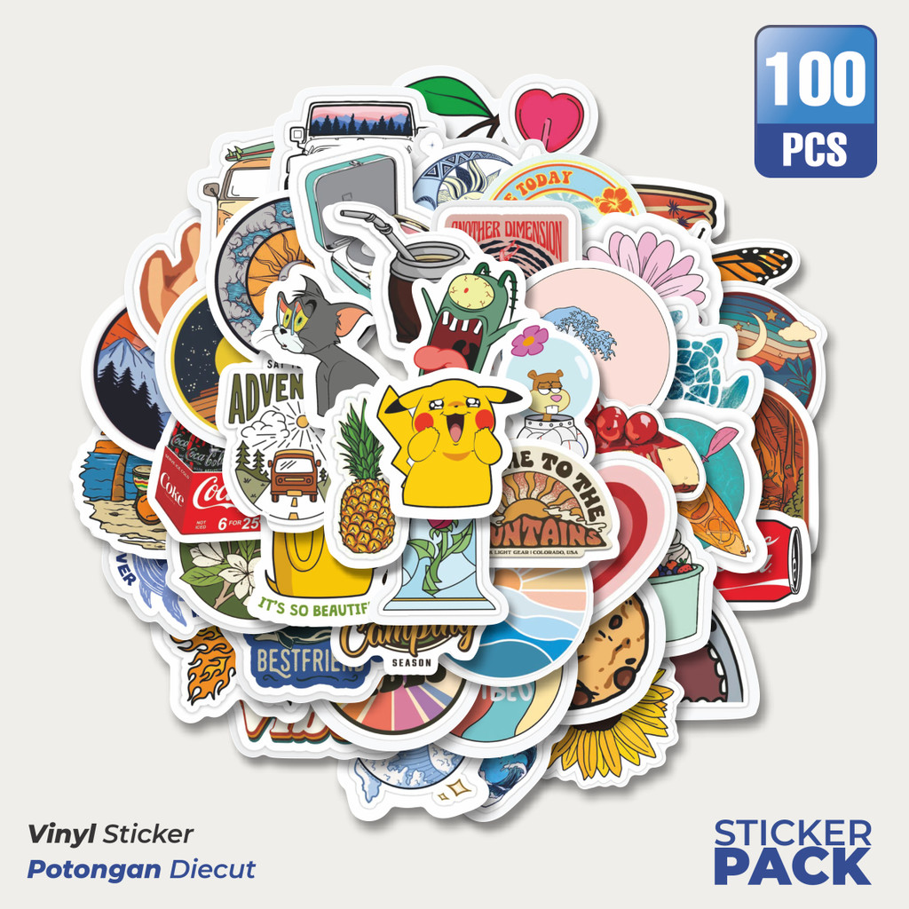 

Stiker Vinyl Stiker VSCO Style Waterproof Aesthetic- Untuk Laptop, Motor, dan Helm - Paper Stationery Pack