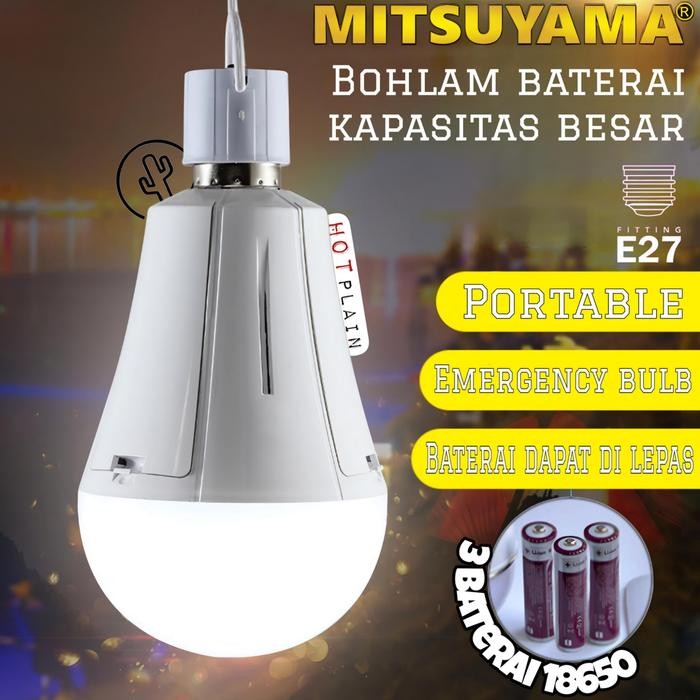 Bohlam Baterai 20400mAh (18650x3) Emergency Lampu LED 40watt Mitsuyama Jenius MS-E3940 - 10W