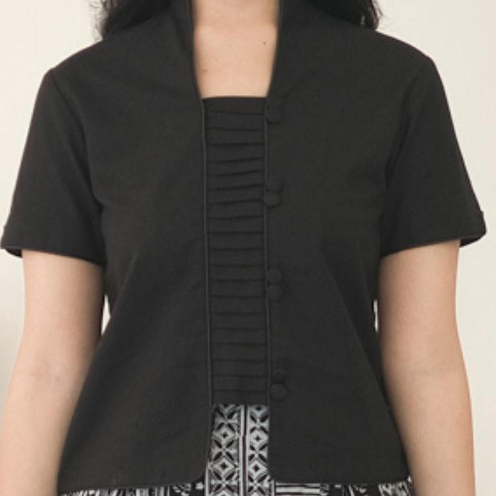 

Kichi Batik Blouse Kebaya Eden Black - Tangan Pendek, S