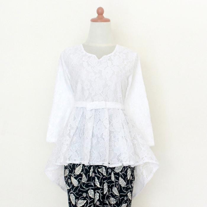 Kebaya Modern Atasan Brukat Putih - WHITE, UKURAN M