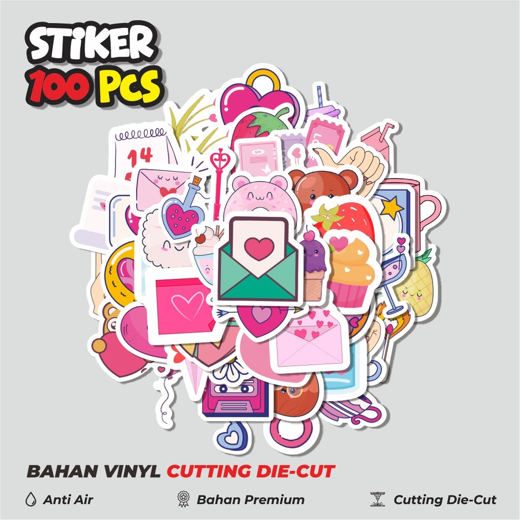 

Terbaru! 50 pcs Stiiker Kartun Kawaii Warna Pink Dekorasi Lucu Kreatif untuk Notebook, Skateboard, HP