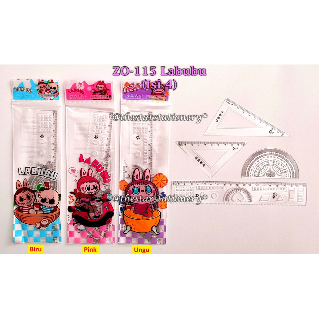 

(1 Set) Penggaris Set Labubu ZO-115 (Isi 4) / Penggaris Labubu / Penggaris Set GXIMP ZO-115 (1 Set)