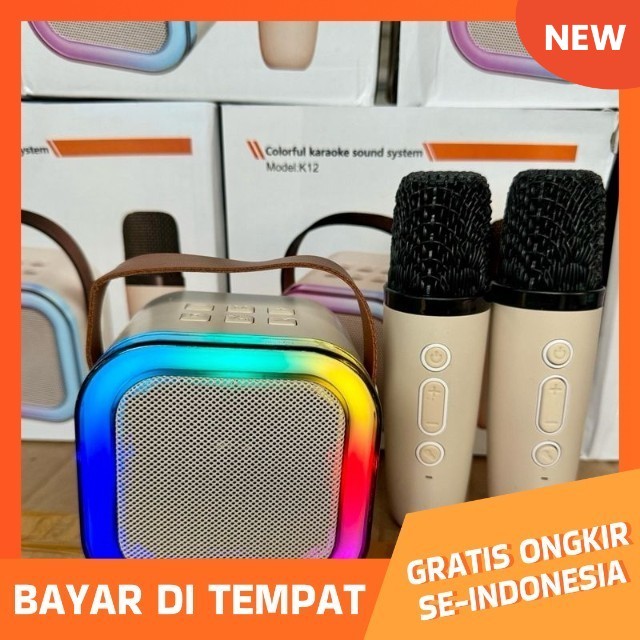 Speaker Karaoke Nirkabel K12 Rumah KTV Mini Bluetooth Portabel dengan Mikrofon Bluetooth Karaoke K12