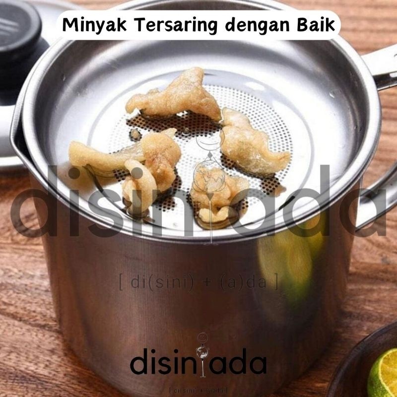 Saringan Minyak Goreng [Disiniada] Oilpot Tutup Stainless 1.3 Liter / Oil Pot / Saringan Minyak / Wa