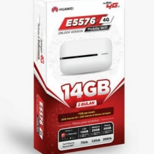 MIFI ROUTER Modem Wifi 4G Huawei E5576 Free Telkomsel 14GB