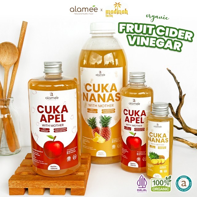

ALAMEE Cuka Apel Nanas Original Vinegar With Mother Premium Organik Pine Apple Cider Vinegar madinah