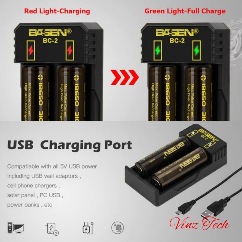 Charger Battery BASEN BC-2 Baterai 18650 Casan Batre BASEN BC2 Type CCO