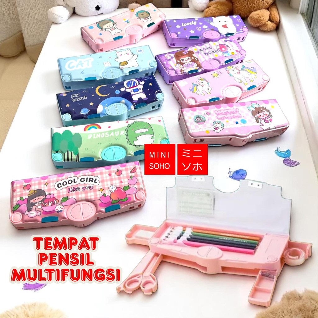 

Tempat Pensil Multifungsi Kartun Kotak Pensil Anak Lengkap Penggaris Penghapus Isolasi Peruncing Gunting Isolasi Alat Tulis Sekolah