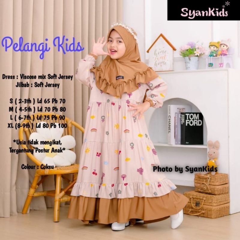 Baju Kekinian Murah Wanita Muslimah / SYANKIDS - CIMOY PELANGI GAMIS ANAK PEREMPUAN ( 2 - 11 Th )