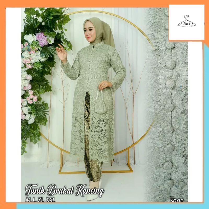 Gamis Drees Muslim Setelan Kebaya Tunik Kancing Kebaya Brokat Modern Baju Kurung Model BusuiMurah