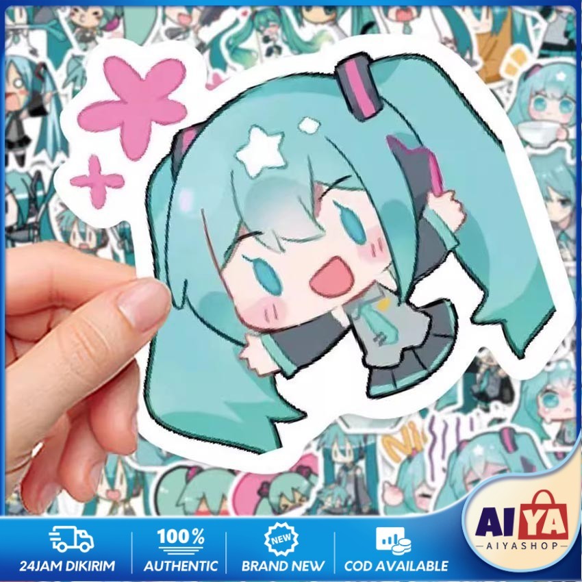 

100Pcs Sticker Kartun Hatsune Miku Tahan Air Vinil Waterproof Stiker Lengket Cocok untuk Laptop Skateboard Casing Ponsel Helm dan Dekorasi Stickers Lainnya