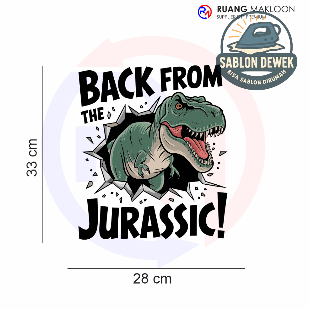 Sablon Setrika Sablon DTF Satuan A3 DINOSAURUS - SIAP PRESS
