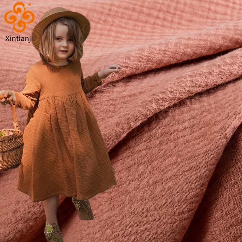 

Double Layer Gauze Fabric 100% Cotton Crepe Sewing Fabric Soft For Baby Dress and Bath Towel 50x140 cm/Piece