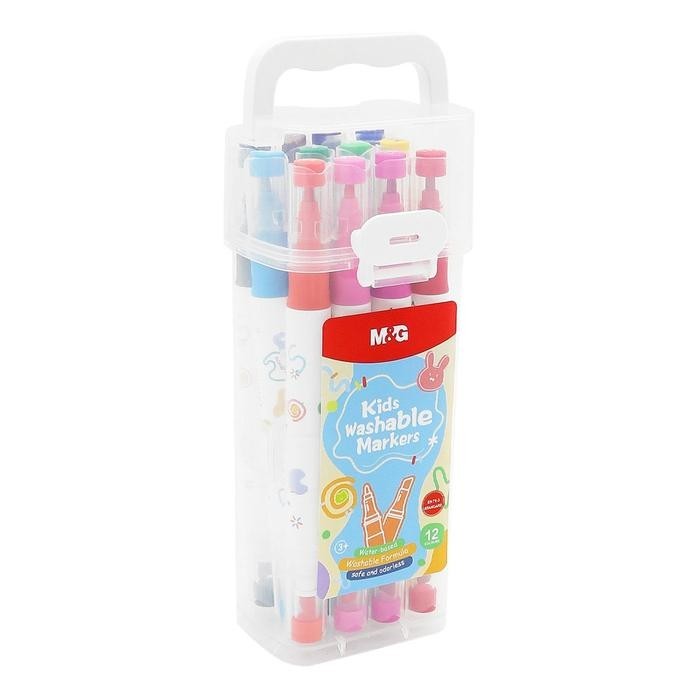 

ALAT MELUKIS Spidol Warna 2 Sisi Kids Washable Marker Pen M&G APMT3411-3414 Isi 12 24 36 48 Warna COLORFULL