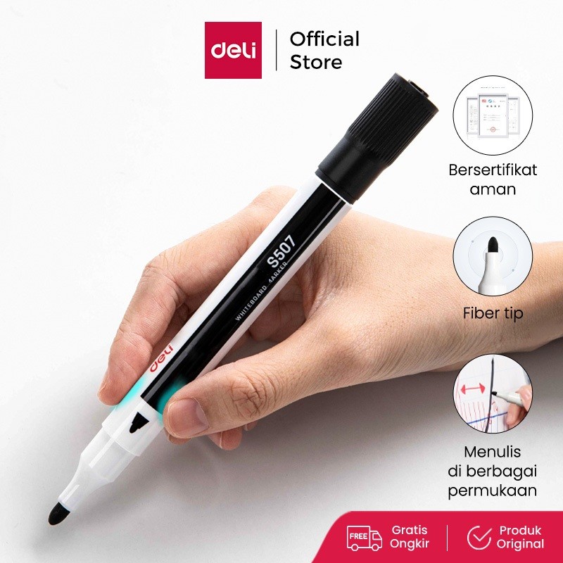 

Deli Dry Erase Marker / Spidol Papan Tulis Bisa di Segala Permukaan Penulisan Hingga 300 Meter Bersertifikat Aman S507