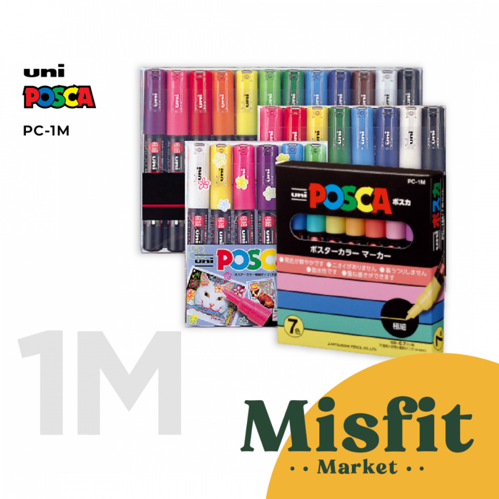 

UNI Posca PC-1M Acrylic Marker SET 6 7 8 12 Colors Extra Fine Tip Spidol Warna Warni