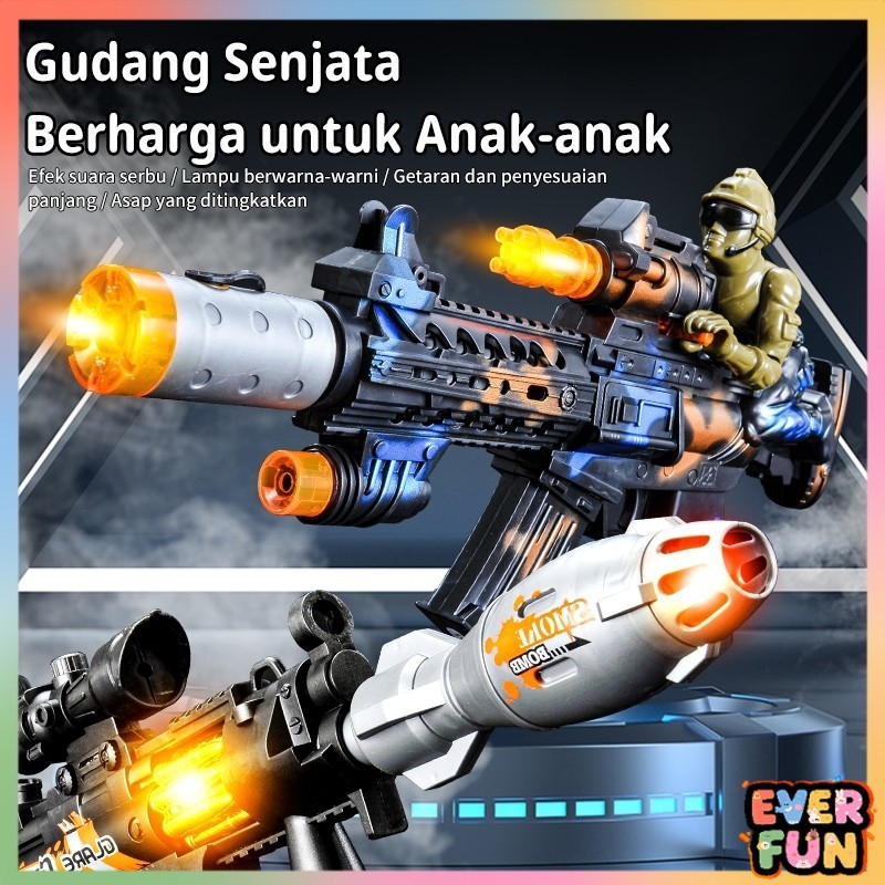 Mainan Edukasi Anak Glare Gun - Senjata Suara Cahaya dengan Efek Asap & Getaran, Bahan Plastik ABS A