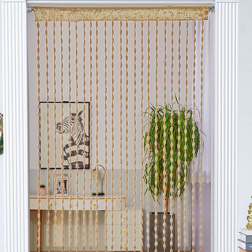 Tirai Gorden Benang Bola Rumbai Polyster Tirai Ulir Mute Pintu Jendela