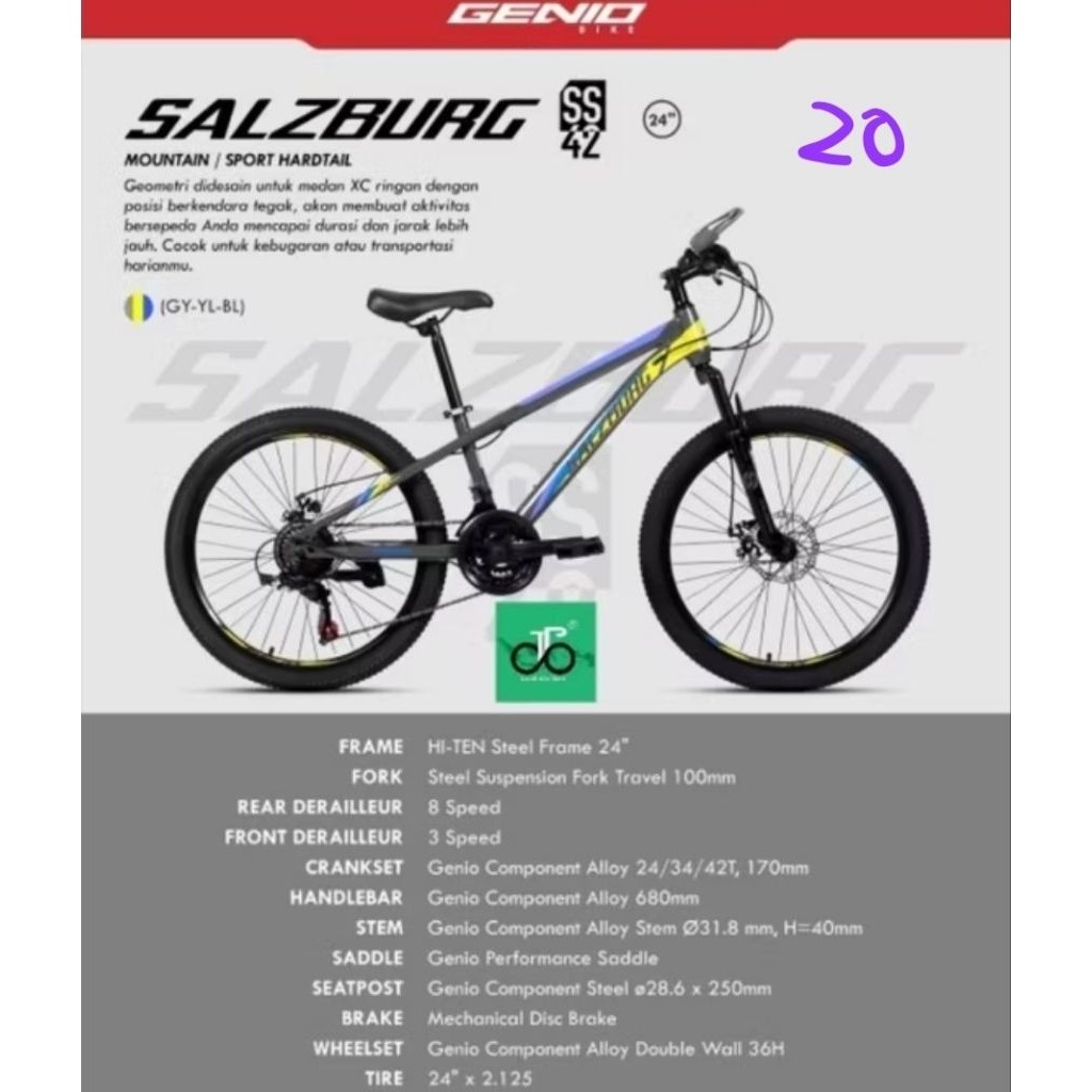 Sepeda MTB 20" Genio Salzburg SS-42 (SS42) NEW 20an