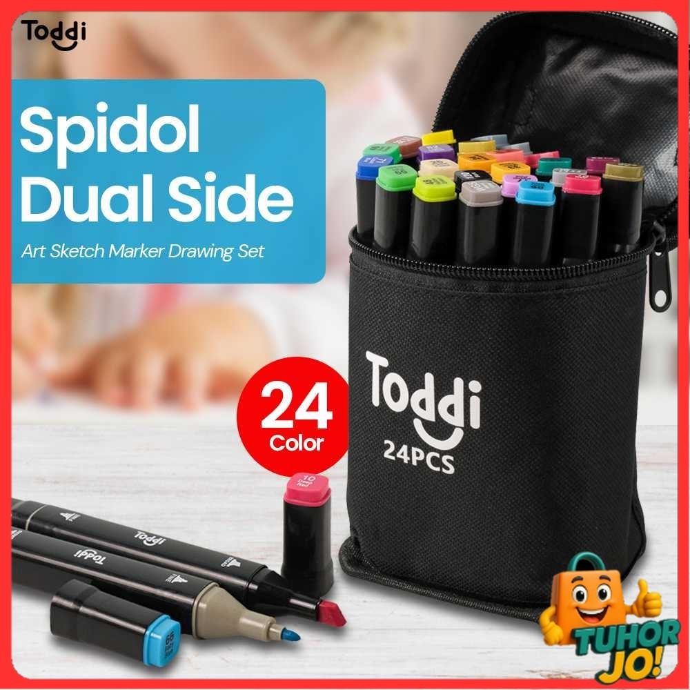 

Toddi Spidol Dual Side Fine Art Marker Brush Double Tip 1.0mm 6.0mm - CY-006