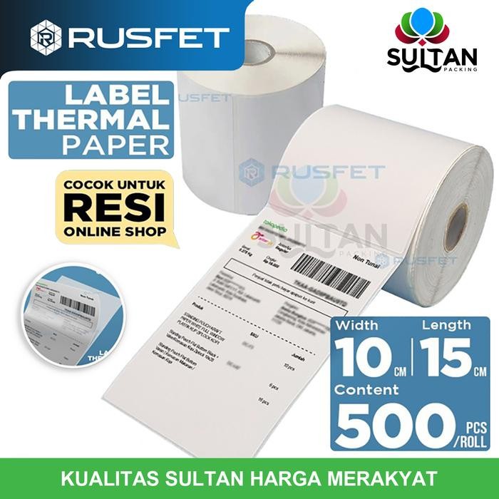 

Label Kertas Stiker Thermal 10x15 500 Resi Paper sticker RUSFET - label 10x15 500