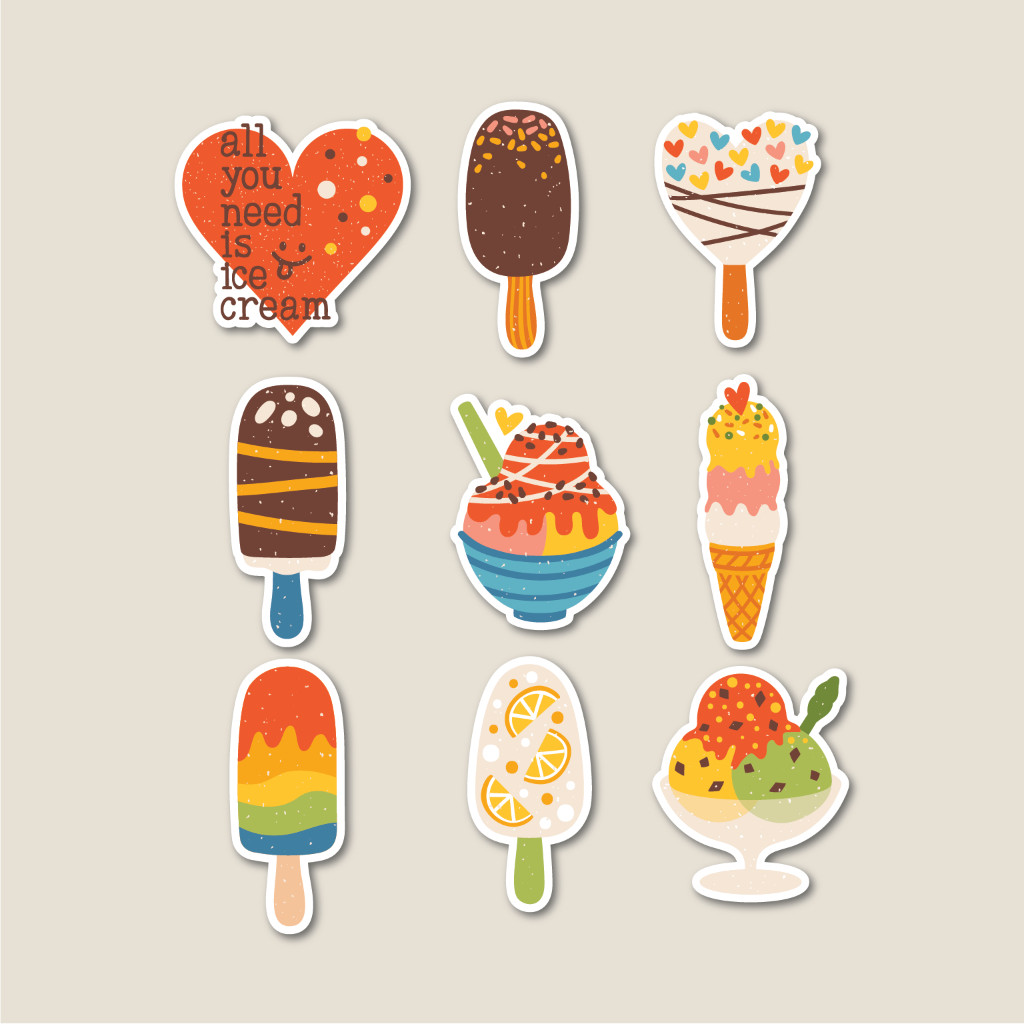 

Sticker Pack Summertime Ice Cream | Sticker Tumbler | Stiker Laptop Koper Helm