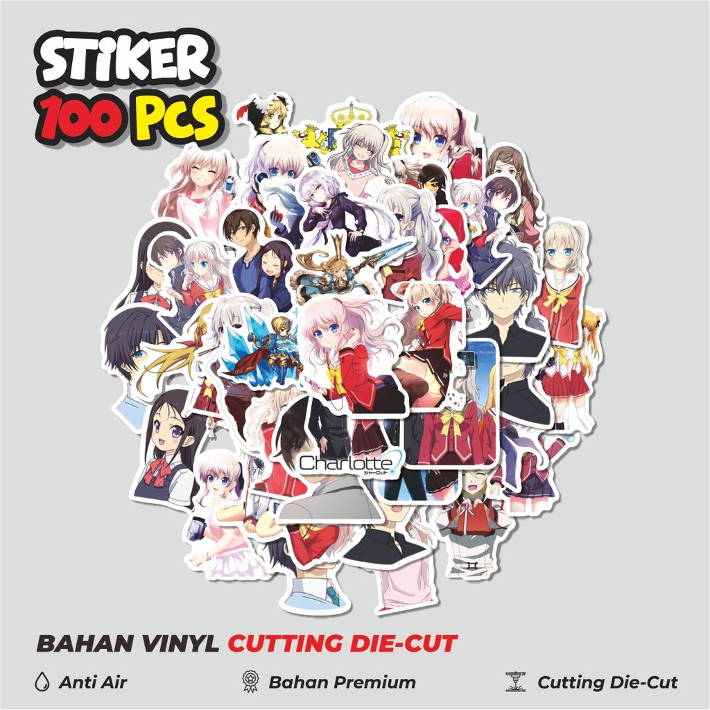 

Terbaru! 50 pcs Sticker Anime Charlotte Dekorasi Lucu Kreatif untuk Notebook, Skateboard, HP