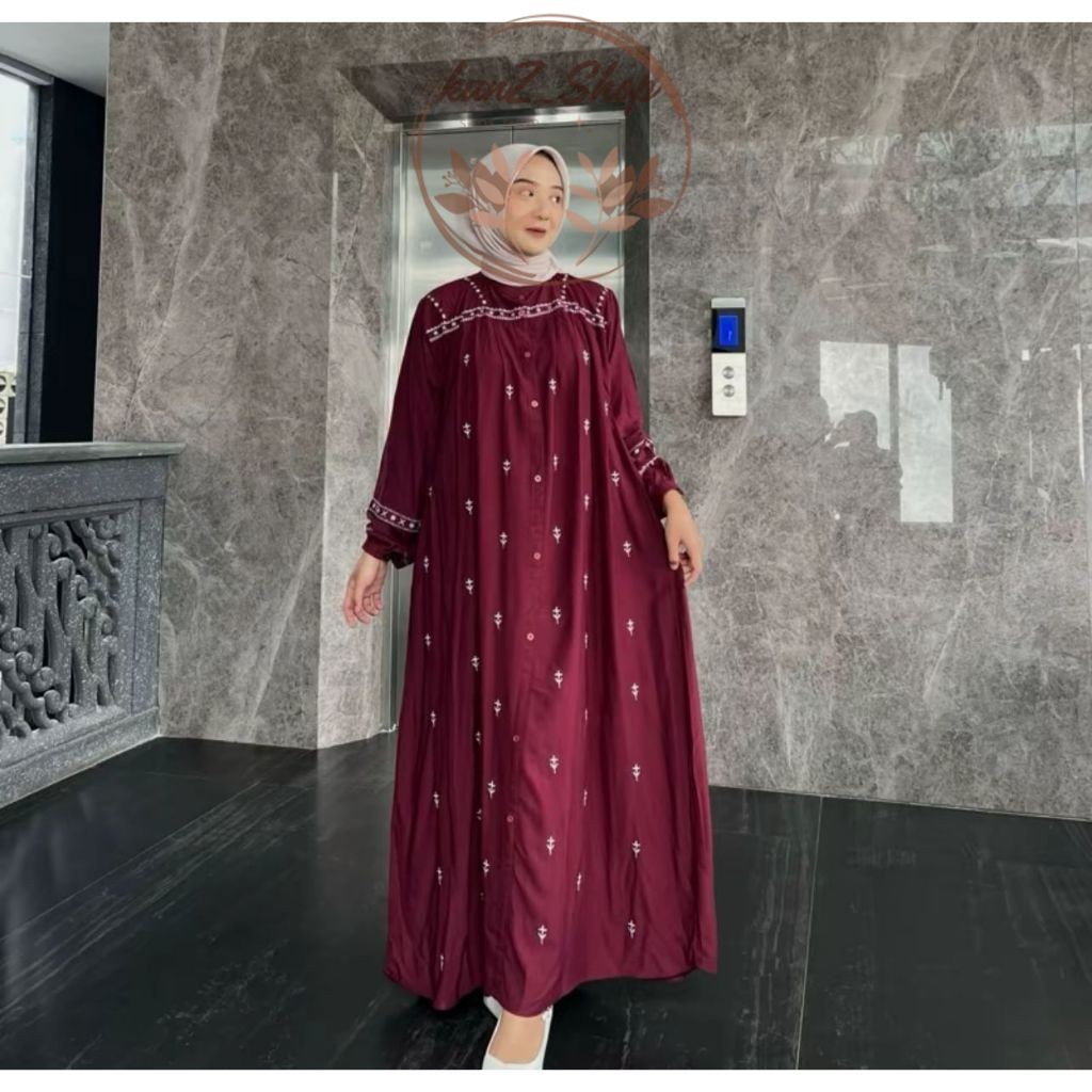 Azka Gamis Muslim Wanita Long Dress Bordir