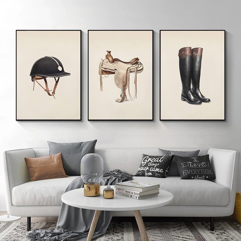 

Equestrian Vintage Horse Saddle Art Posters Prints Canvas Painting Wall Art Picture for Farm House Home Decor Horse Lover Gift