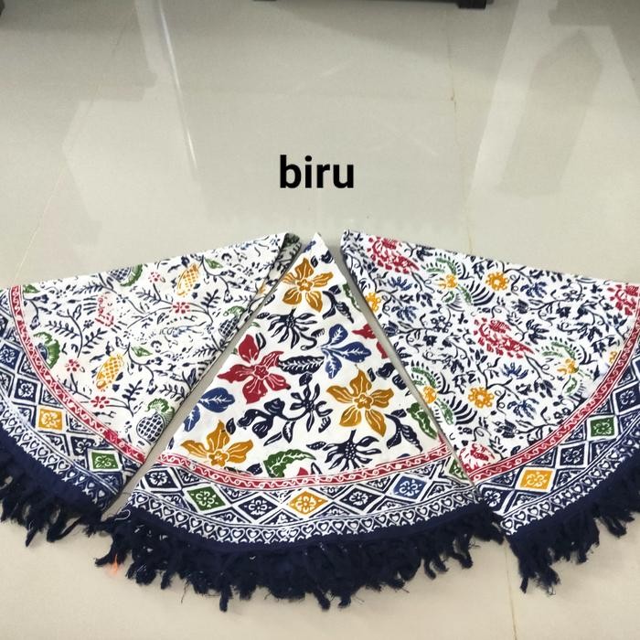 Taplak Meja Bulat Batik Cap - Biru