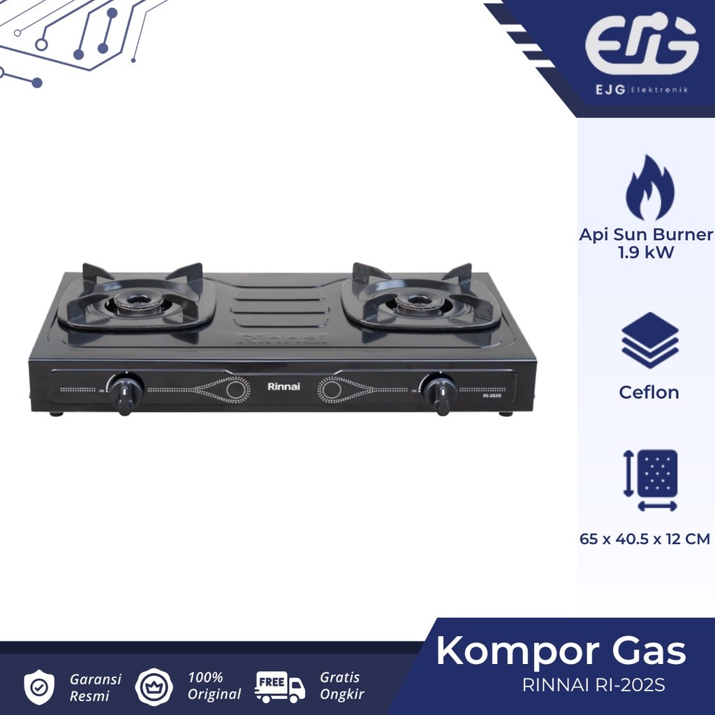 Kompor Rinnai 2 Tungku Rinnai RI-202S Teflon RI 202 S