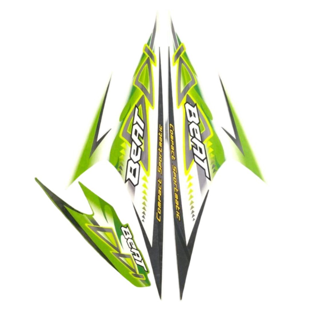 Stiker Striping Motor Honda Beat Karbu 2012 Putih Hijau Full Body Berkualitas Awet - Motorcycle stik