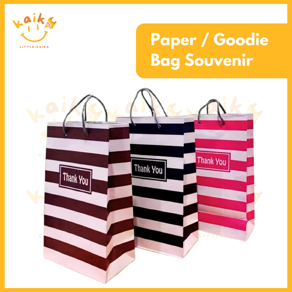 

LITTLE KAIKA | GB60 Paper Bag Thank You Motif Garis Goodie Bag Souvenir Goodie Bag Tas Hadiah