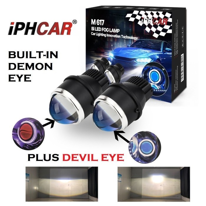 Lampu BILED FOGLAMP DEMON EYE M617 Iphcar devil eyes fog lamp projector projie - M617 DEMON MERA