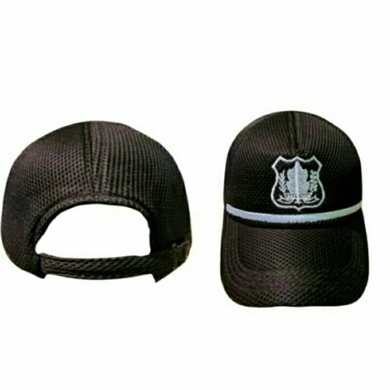 Topi SECURITY/SATPAM ORI Terbaru Coklat /Topi Satpam list putih Topi satpam kain coklat/Topi Jaring 
