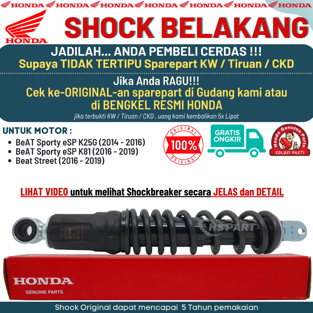 Shock Shockbreaker Belakang Beat 2016 2017 2018 2019 Original Beat Street Beat Fi K81 Original Honda