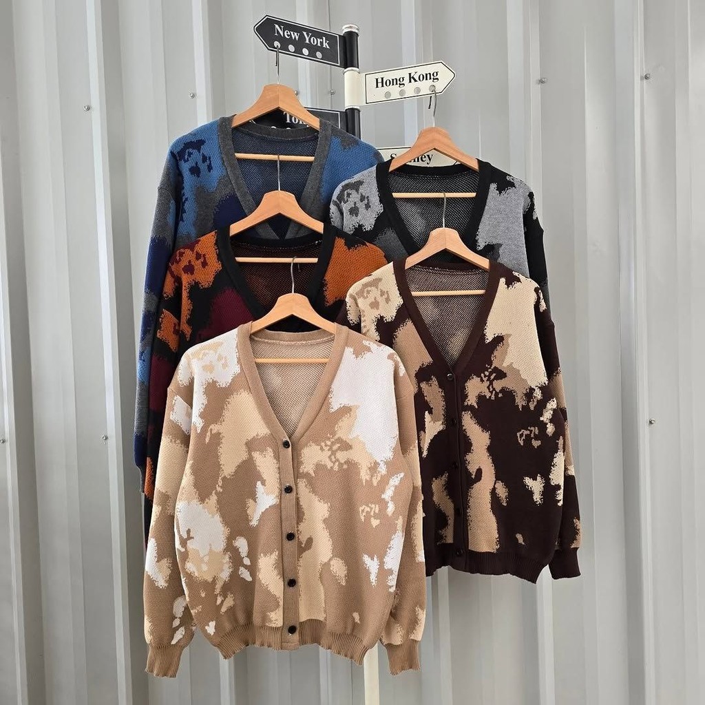 Atnara - Dilan Outer | Cardigan Rajut Kancing Motif Abstrak Atasan Lengan Panjang