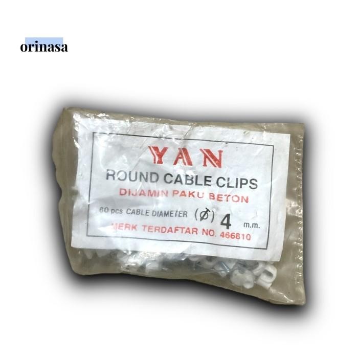 Klem Kabel Paku Beton YAN Round Cable Clips No. 4 Ukuran 4mm 4 mm