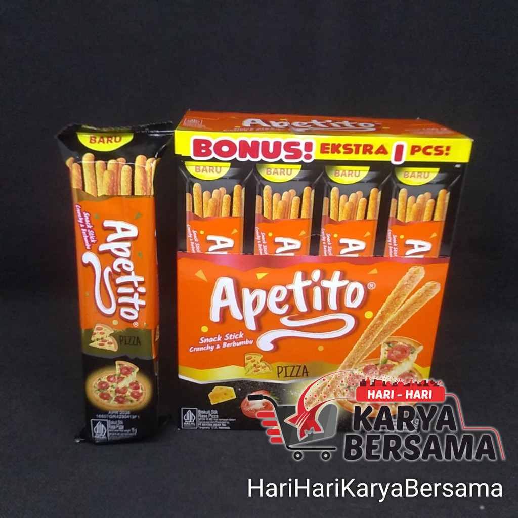 

MAKANAN RINGAN APETITO SNACK STICK RASA PIZZA BOX ISI 10'S X 150GR