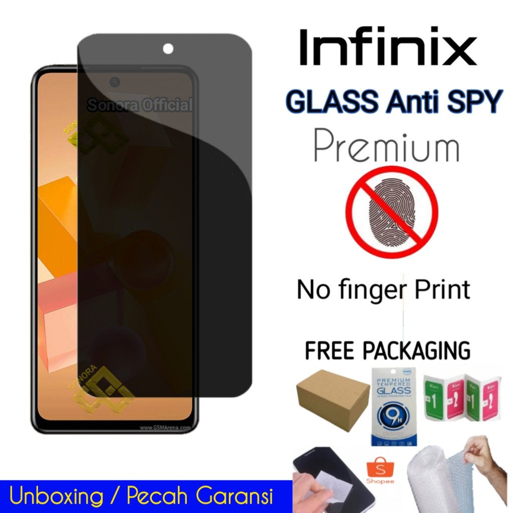 Tempered Glass Anti Spy Infinix Hot 30i Hot 30i NFC Hot 30 Hot 30 Play Hot 30 P. NFC full layar