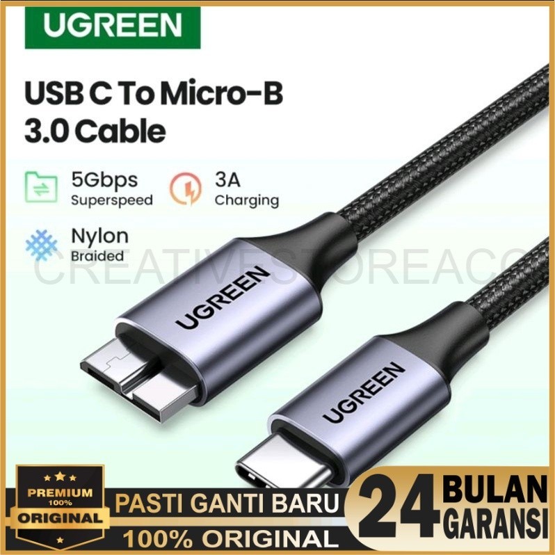 Ugreen Kabel Micro B Usb 3.0 to Type C Thunderbolt 3 Fast - Ugreen 20103 Kabel Hardisk Hdd to Usb CC